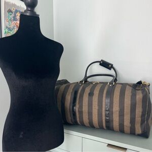 FENDI | Roma Pequin Stripe Travel Bag Overnighter 291 259034 059
